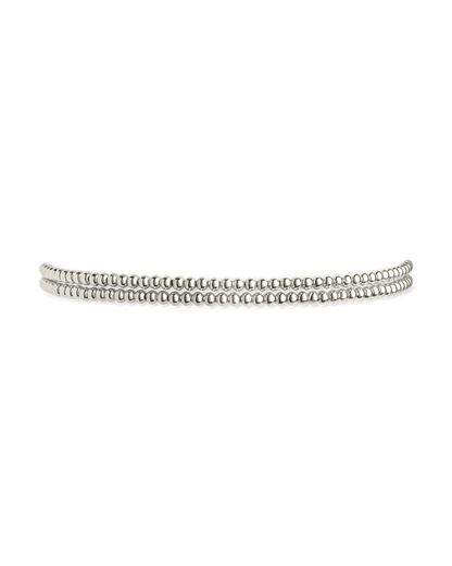 Sterling Silver Beaded Stretch Bracelet Sets