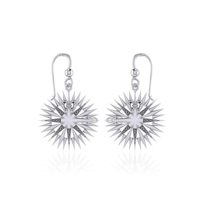 Wonderful Celtic Compass Rose Silver Earrings TER1765
