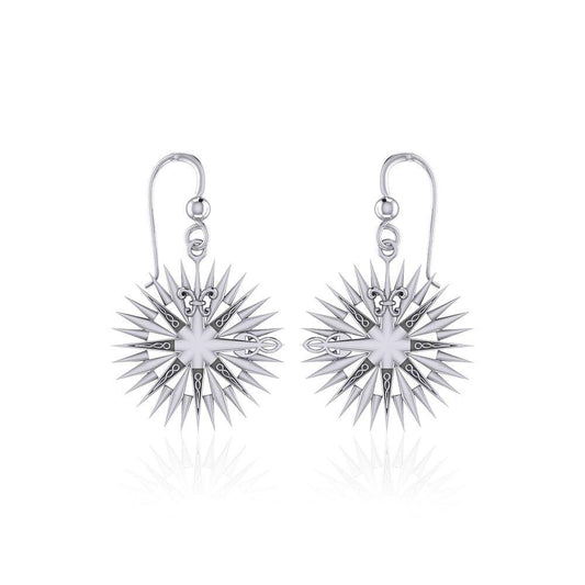 Wonderful Celtic Compass Rose Silver Earrings TER1765