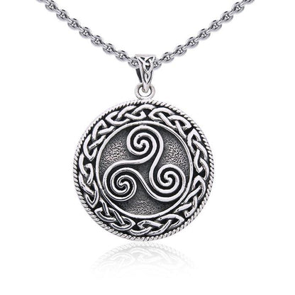 Large Celtic Knot Sterling Silver Triskelion Pendant TP304