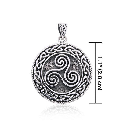 Large Celtic Knot Sterling Silver Triskelion Pendant TP304