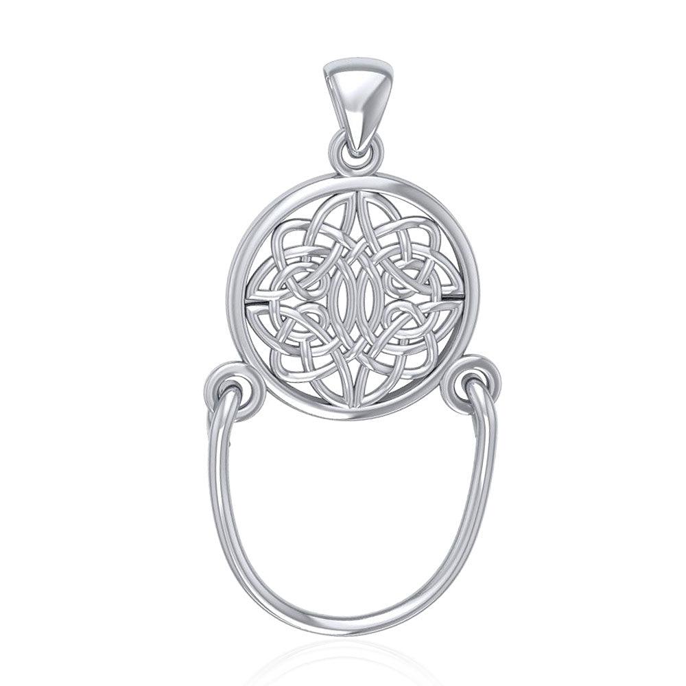 Celtic Knotwork Sterling Silver Pendant with Charm Holder TP938