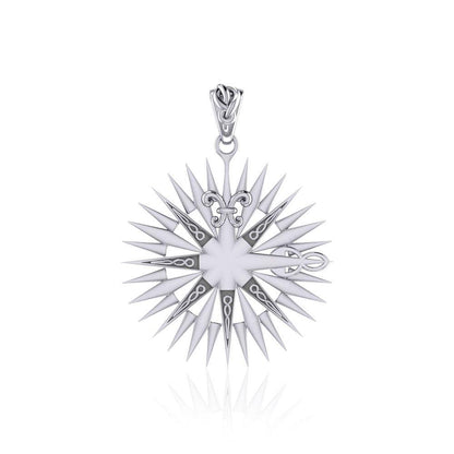 Wonderful Celtic Compass Rose Silver Pendant TPD5236