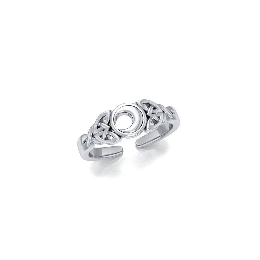 Celtic Knot Crescent Moon Sterling Silver Toe Ring TR3715.