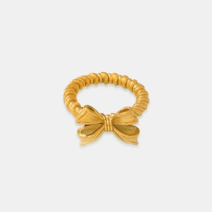 Twisted Titanium Steel Bow Ring Gold