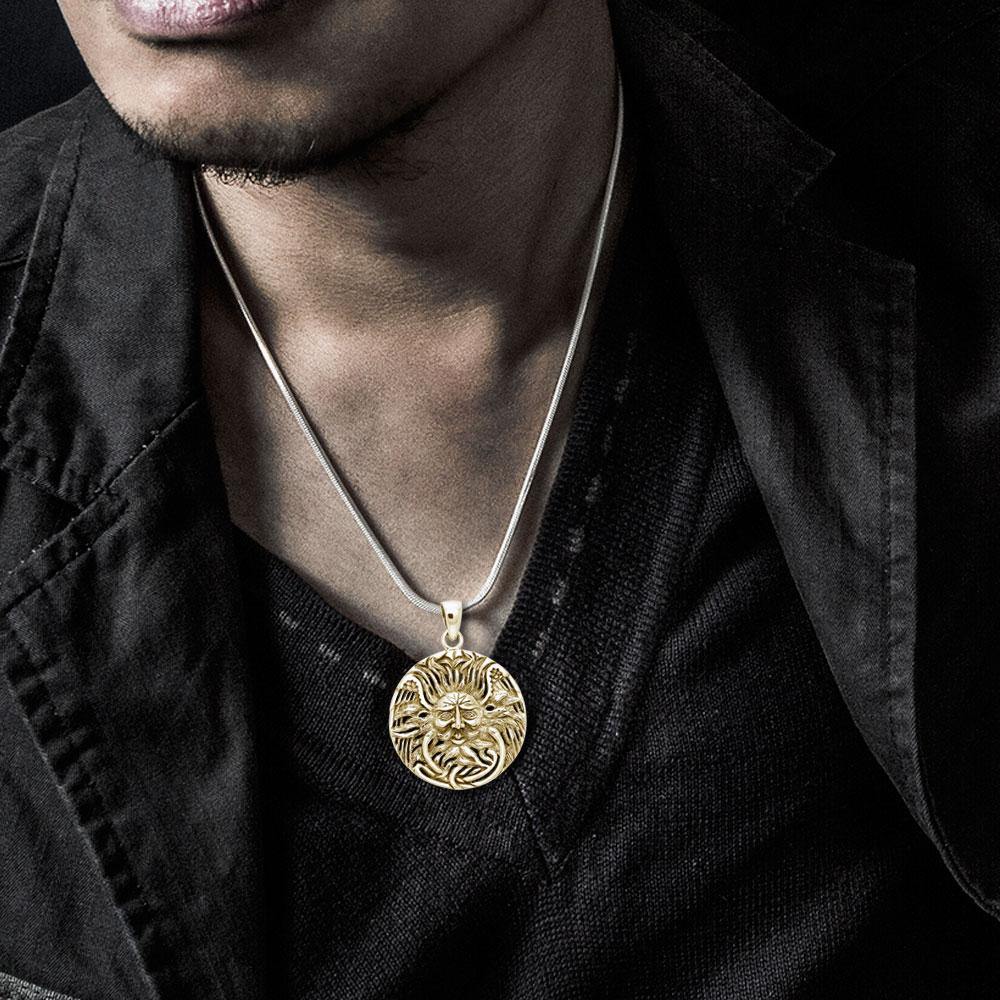 Belenos Celtic Sun God 14K Gold Vermiel Pendant VPD1581.