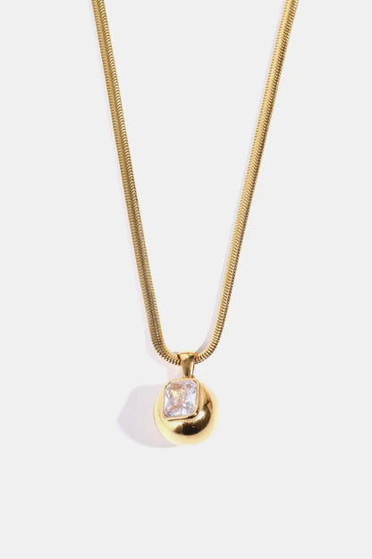 Zircon 18K Gold-Plated Geometrical Shape Pendant Necklace Transparent One Size