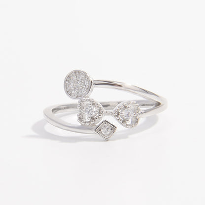925 Sterling Silver Inlaid Zircon Ring Silver
