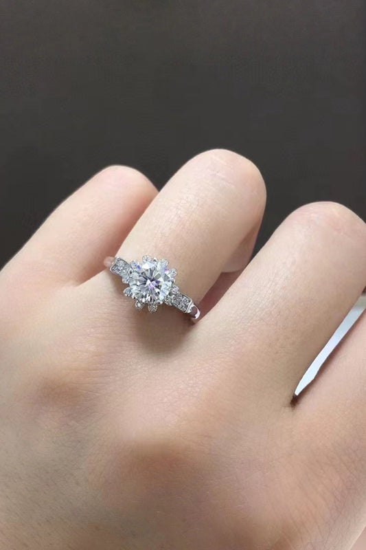 1 Carat Moissanite 925 Sterling Silver Ring Silver