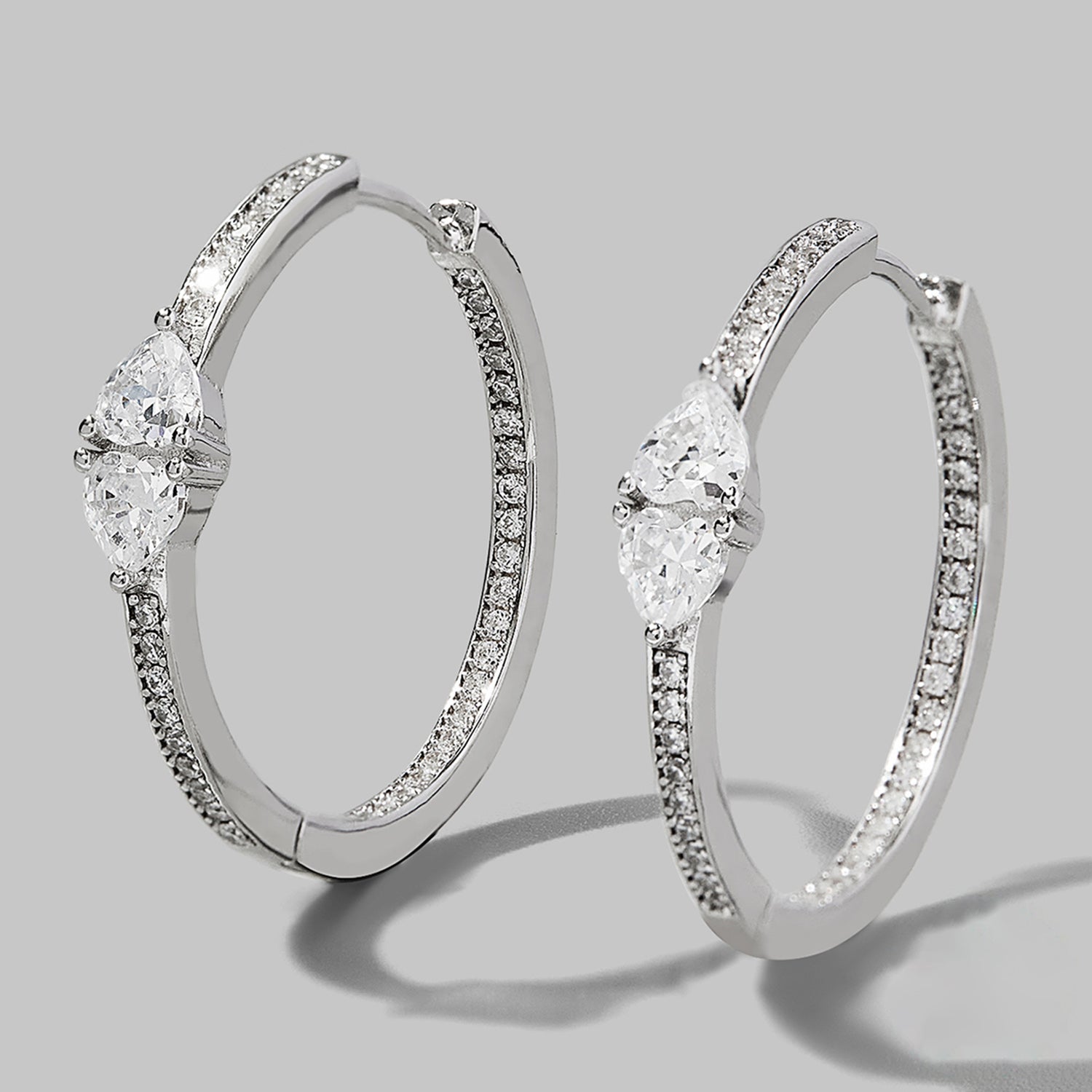Inlaid Zircon 925 Sterling Silver Earrings Silver One Size