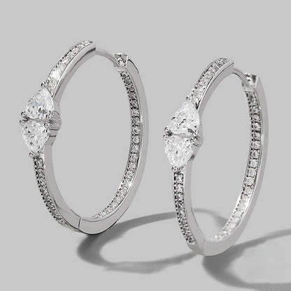 Inlaid Zircon 925 Sterling Silver Earrings Silver One Size
