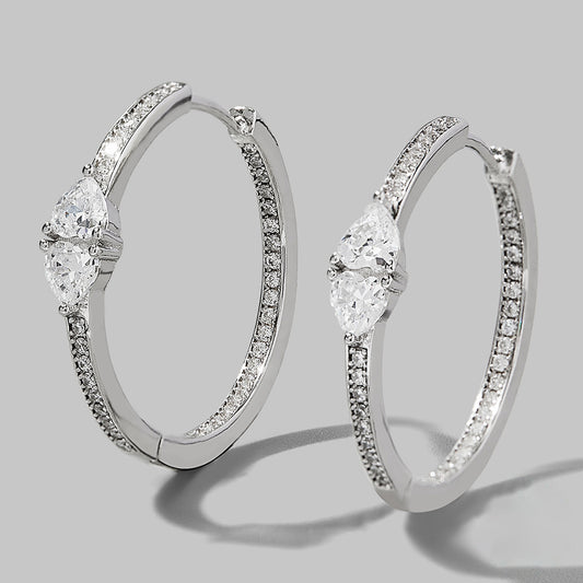 Inlaid Zircon 925 Sterling Silver Earrings Silver One Size