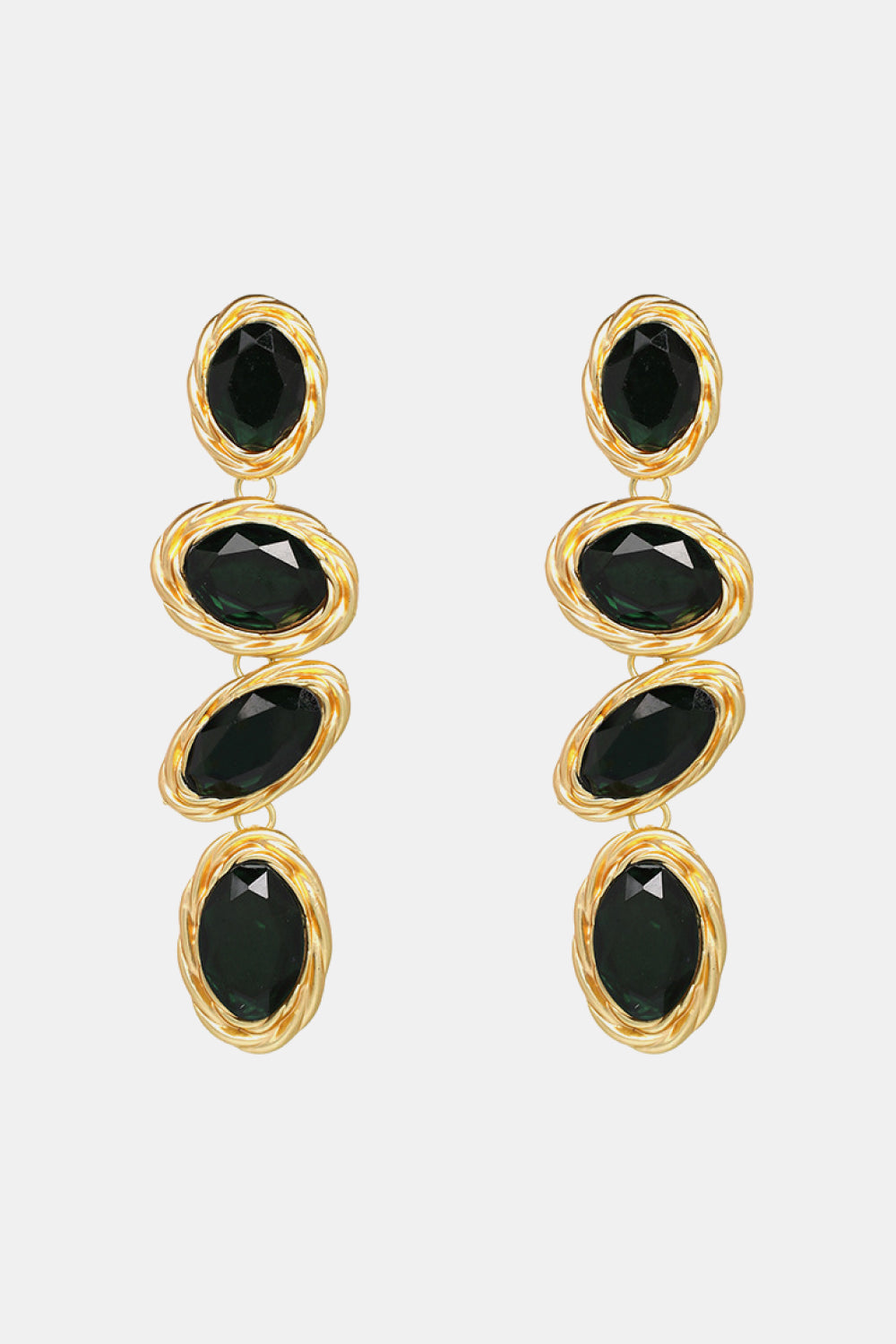 Geometrical Shape Resin Dangle Earrings Dark Green One Size