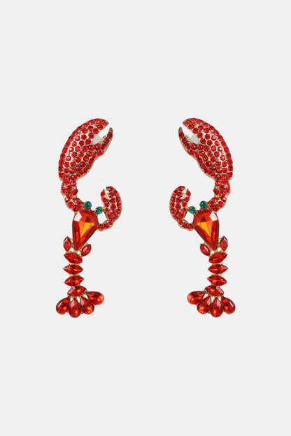 Lobster Shape Glass Stone Dangle Earrings Style B One Size