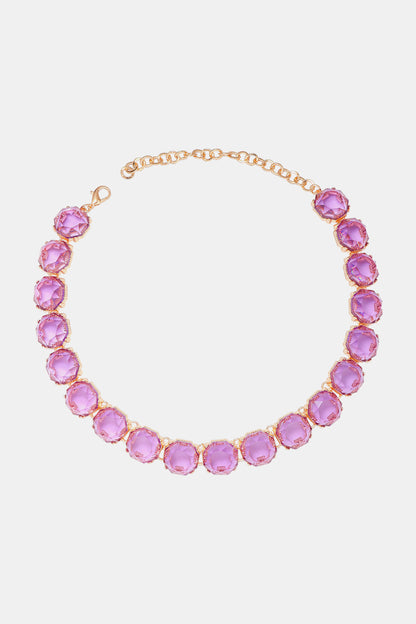 Zinc Alloy Resin Necklace Red-Violet One Size