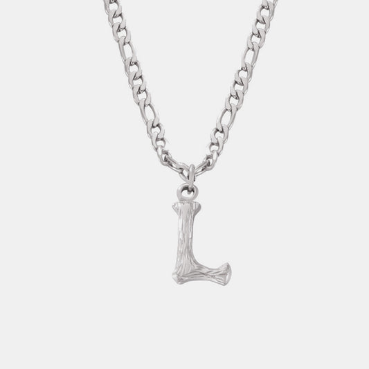 Titanium Steel Letter Pendant Necklace Style L One Size