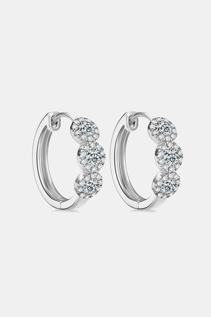 Moissanite 925 Sterling Silver Huggie Earrings Silver One Size