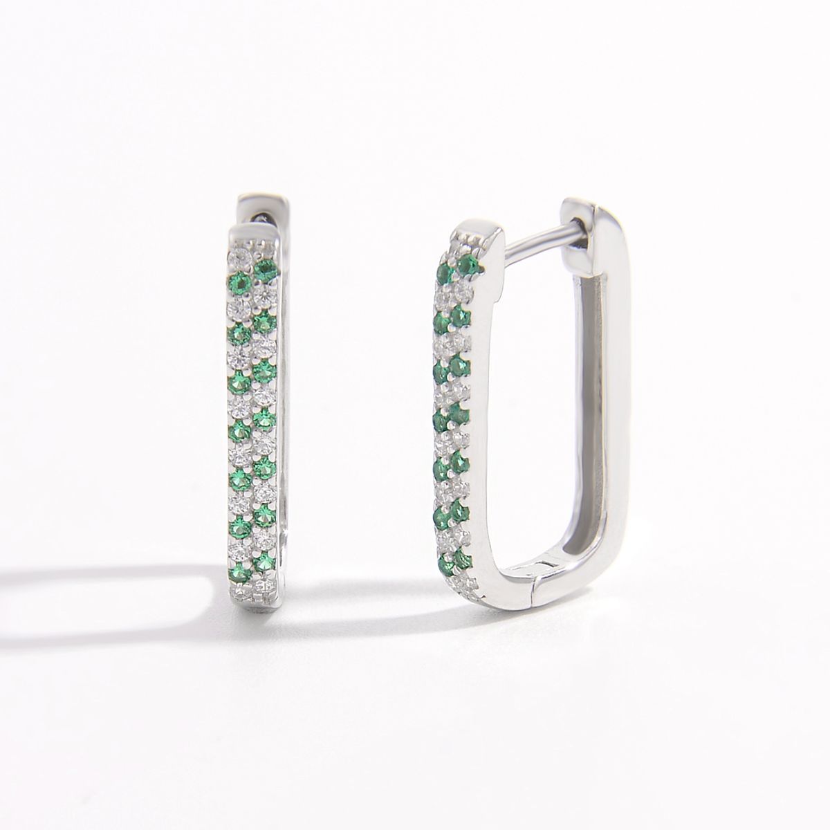 925 Sterling Silver Inlaid Zircon Earrings Silver One Size