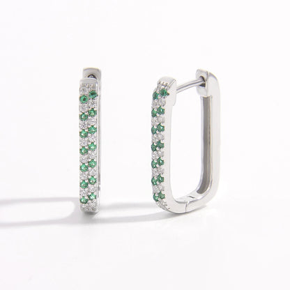 925 Sterling Silver Inlaid Zircon Earrings Silver One Size