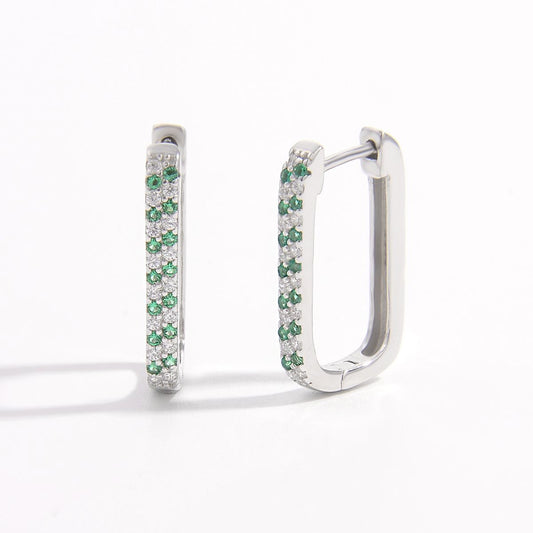 925 Sterling Silver Inlaid Zircon Earrings Silver One Size