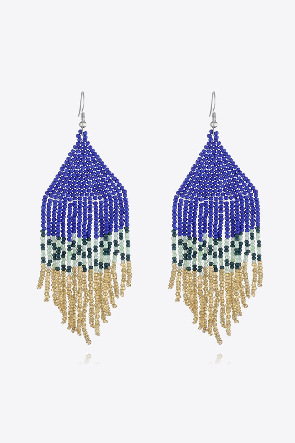 Beaded Dangle Earrings Royal Blue One Size