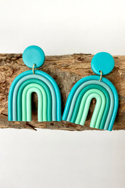 Rainbow Shape Dangle Earrings Aqua One Size