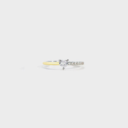 Heart Shape Inlaid Zircon Enamel Ring Light Yellow