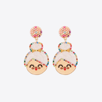Rhinestone Alloy Mrs. Claus Earrings Multicolor One Size