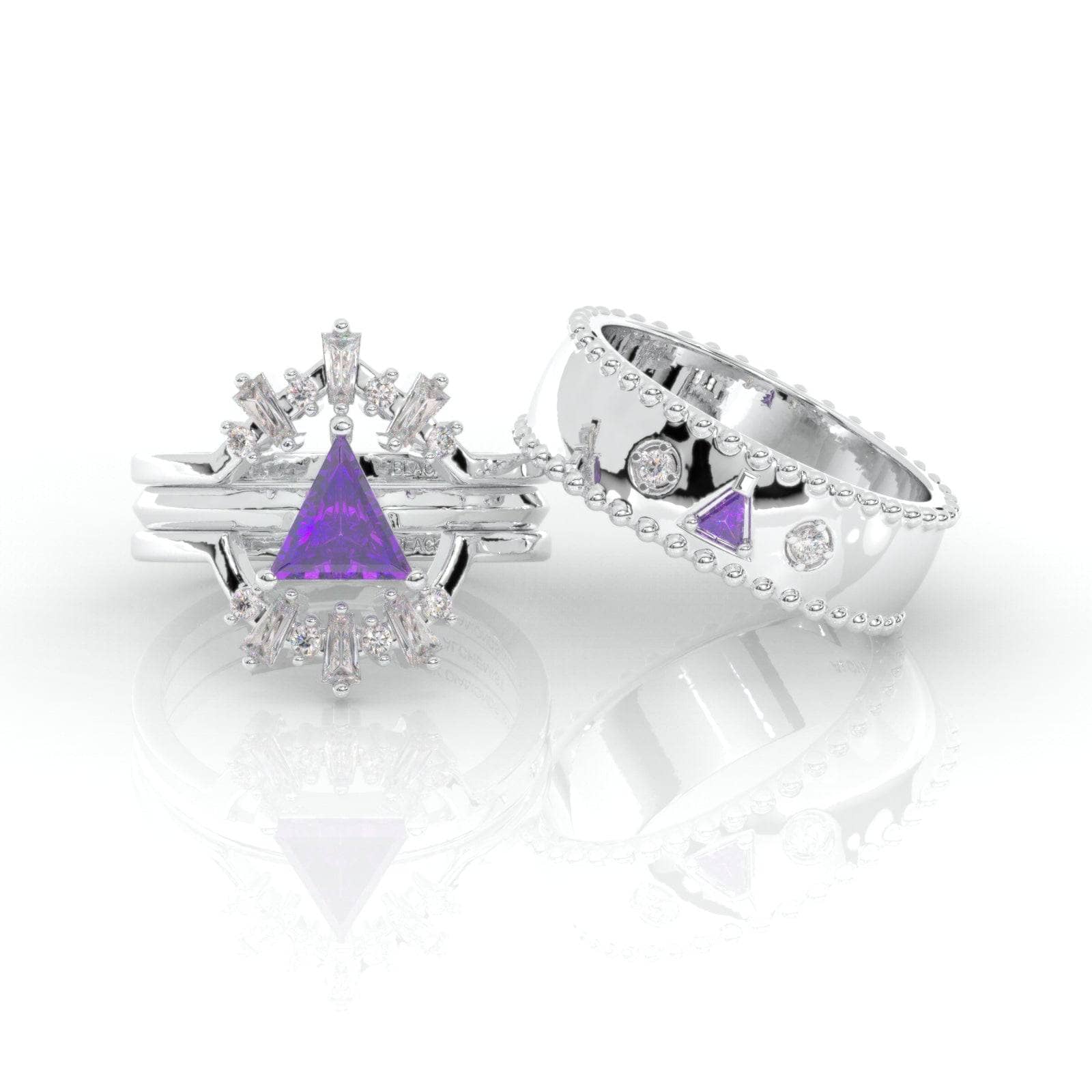Alchemist 3 Piece Ring Set (Women)- 14k Rose Gold Video Game Inspired Rings