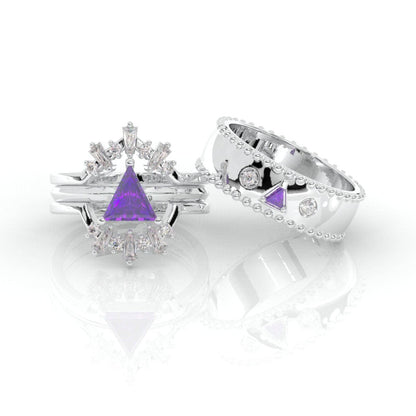 Alchemist 3 Piece Ring Set (Women)- 14k Rose Gold Video Game Inspired Rings