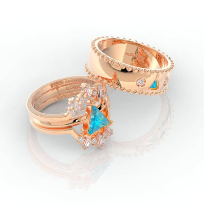 Alchemist 3 Piece Ring Set (Women)- 14k Rose Gold Video Game Inspired Rings