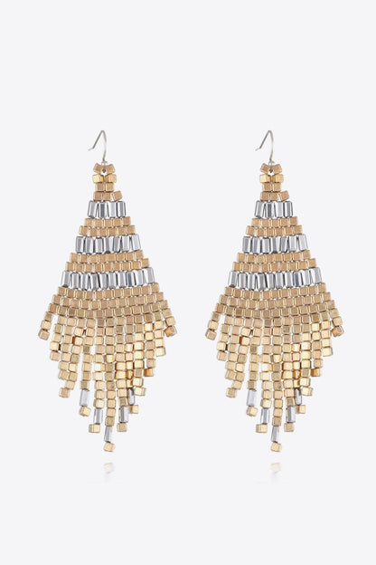 Beaded Dangle Earrings Silver One Size