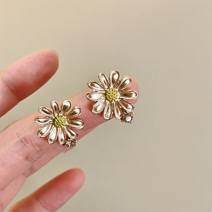 Alloy Drip Oil Flower Stud Earrings Blush Pink One Size