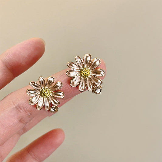 Alloy Drip Oil Flower Stud Earrings Blush Pink One Size
