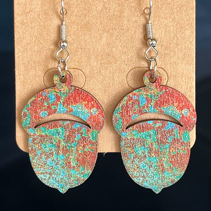 Wooden Dangle Earrings Style B One Size