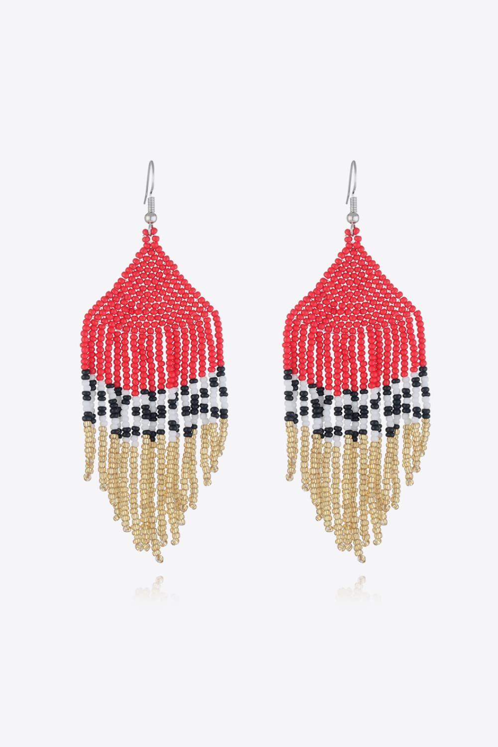 Beaded Dangle Earrings Red One Size