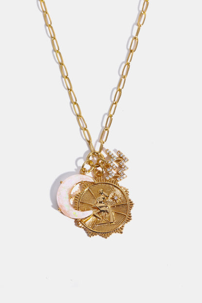 Constellation and Moon Pendant Copper Necklace Aquarius One Size