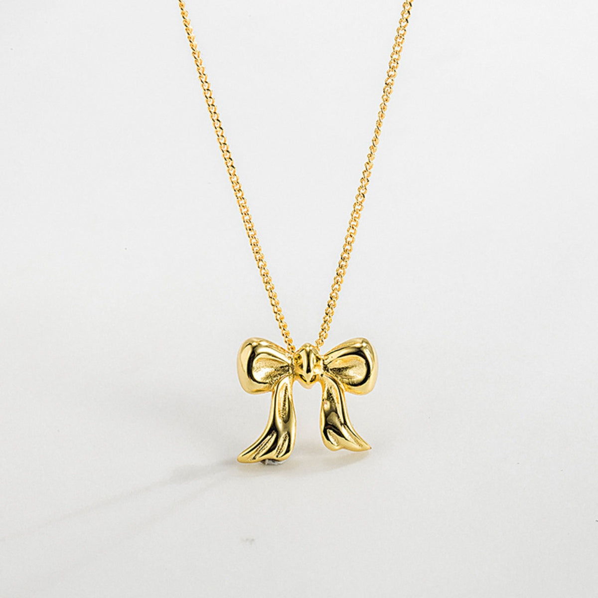 Copper Bow Shape Pendant Necklace Gold One Size