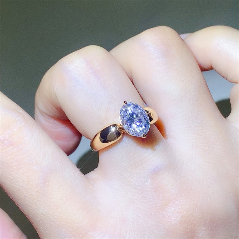 2 Carat Moissanite 925 Sterling Silver Ring Gold