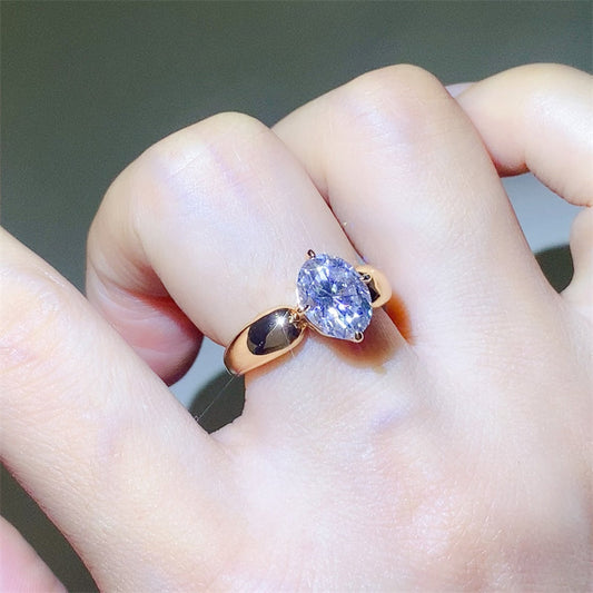 2 Carat Moissanite 925 Sterling Silver Ring Gold