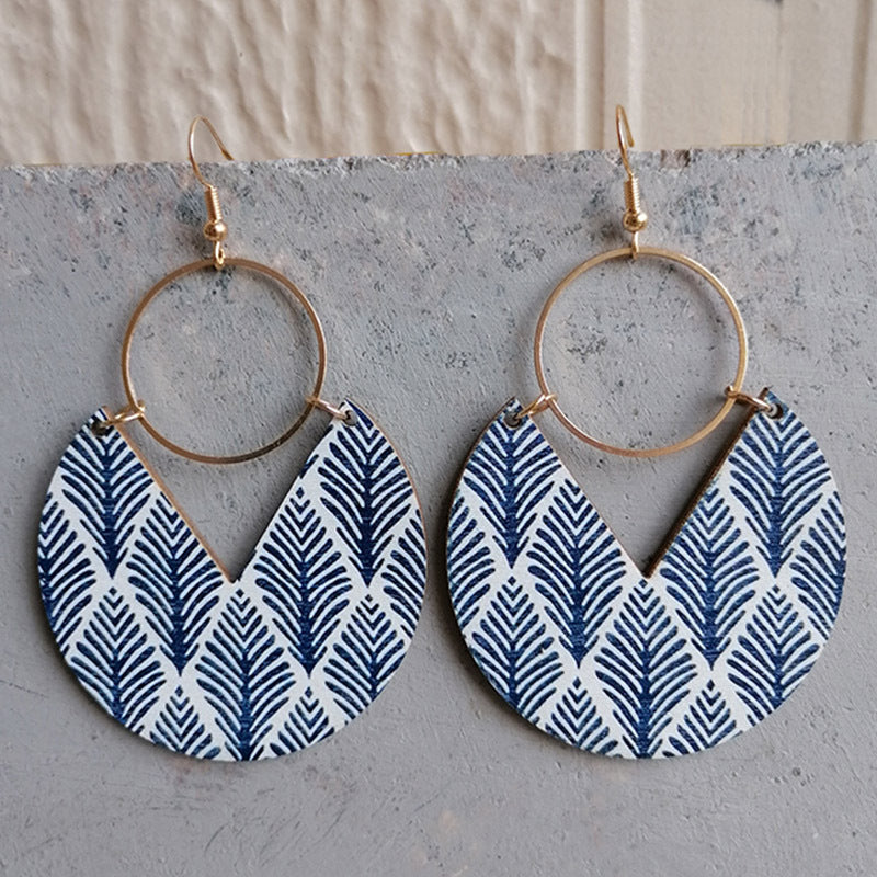 Ms.Pac-Man Shape Wooden Dangle Earrings Style C One Size