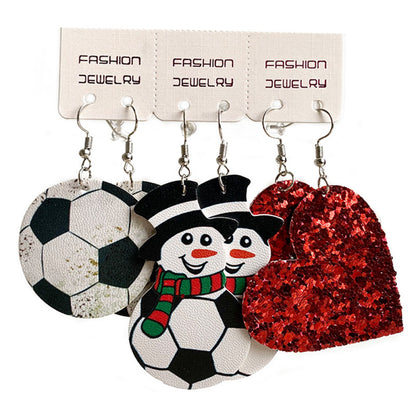 Snowman, Ball, and Heart Earrings Set Style D One Size