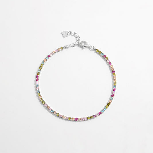 Inlaid Zircon 925 Sterling Silver Bracelet Silver One Size