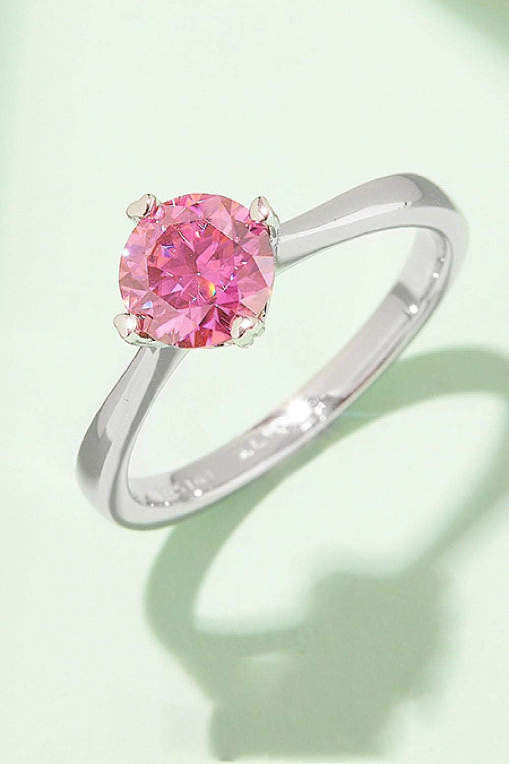 1 Carat Moissanite 925 Sterling Silver Solitaire Ring Hot Pink