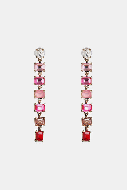 Geometrical Shape Resin Dangle Earrings Pink One Size