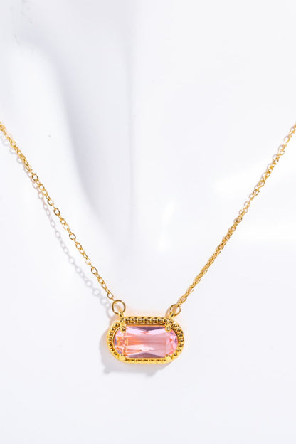 Copper 14K Gold-Plated Pendant Necklace Pink One Size