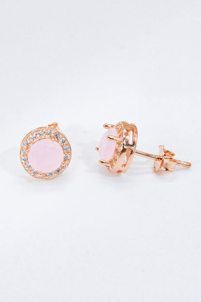 Give It To You 925 Sterling Silver Quartz Earrings Rose Gold One Size