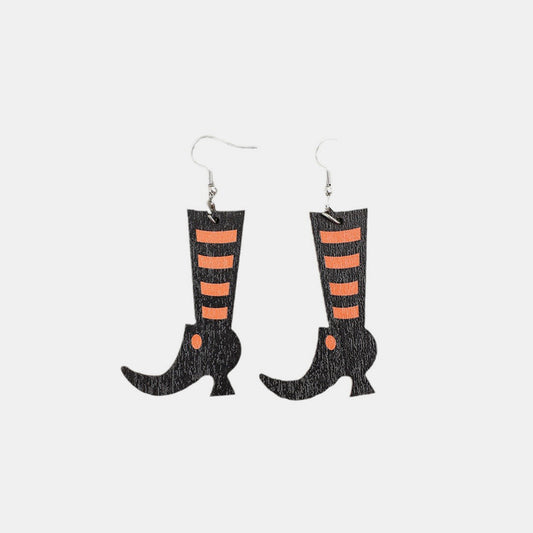 Alloy Wooden Boots Earrings Black One Size