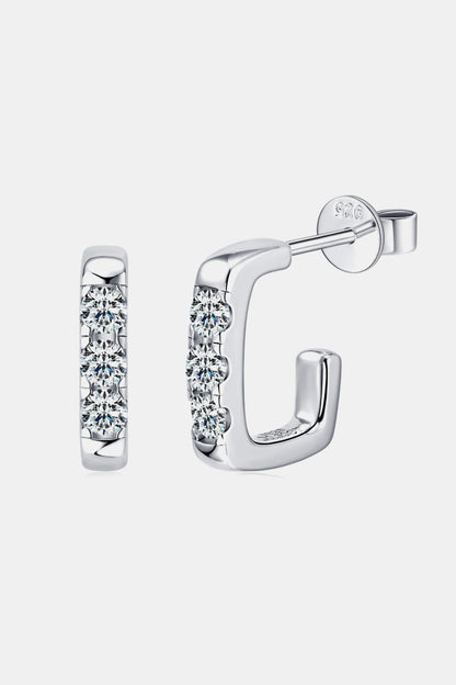 Moissanite 925 Sterling Silver Geometrical Huggie Earrings Silver One Size