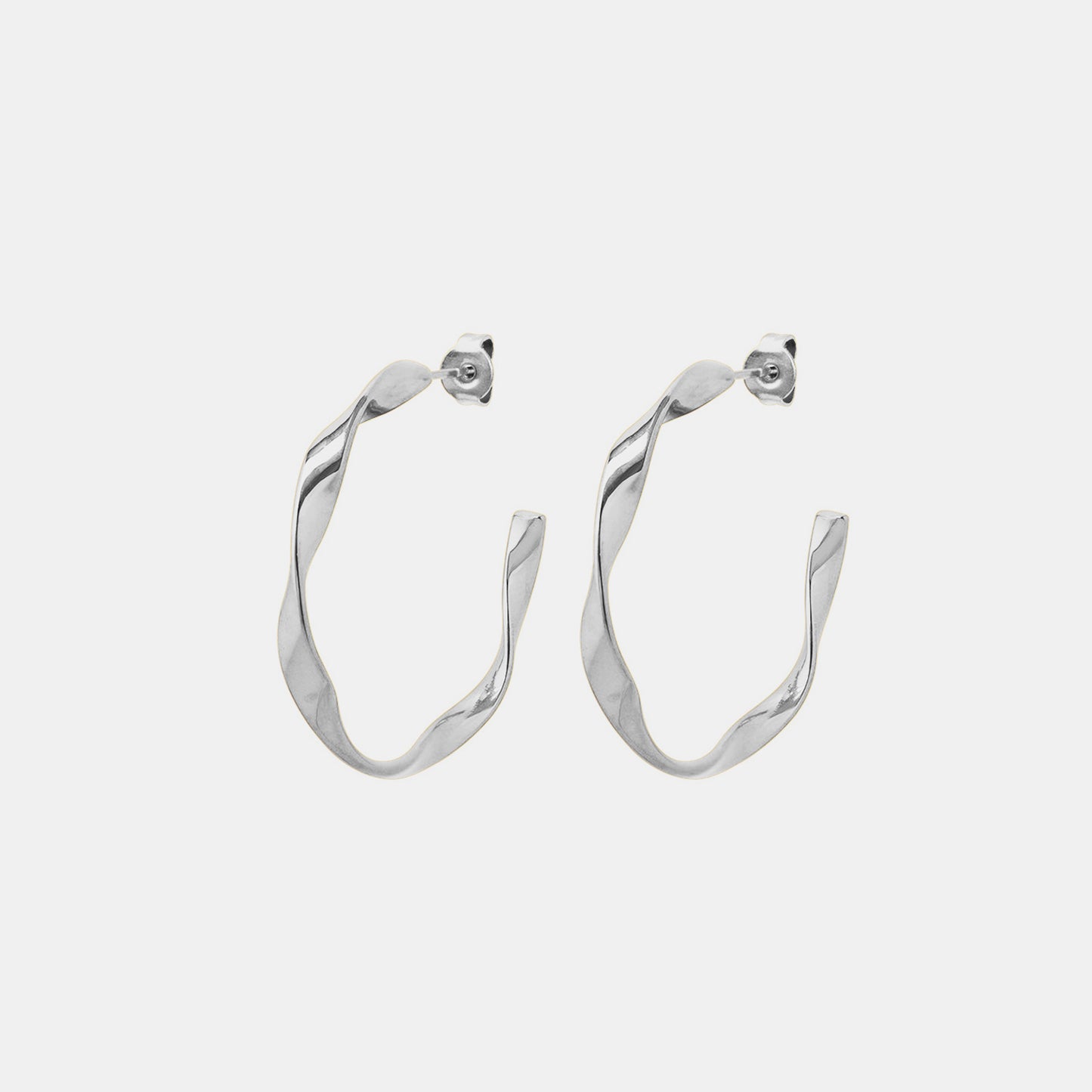 Titanium Steel C-Hoop Earrings Silver One Size
